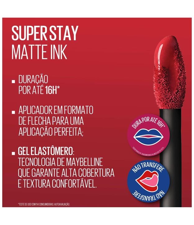 Batom Líquido Longa Duração Maybelline SuperStay Matte Ink, 5ml Lover 2