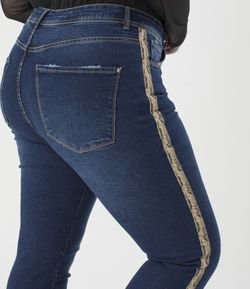 Calça Jeans Com Faixa Lateral Animal Print Curve & Plus Size