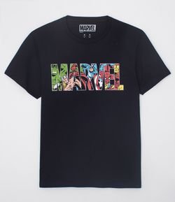 Camiseta em Algodão Peruano com Estampa Marvel Vingadores 