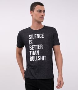 Camiseta Slim com Estampa Silence