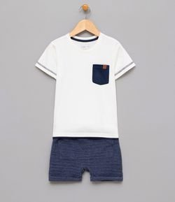 Conjunto Infantil Camiseta com Bolso e Bermuda Moletom - Tam 1 a 4
