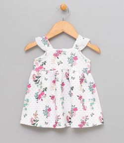 Vestido Infantil com Estampa Floral - Tam 0 a 18 meses