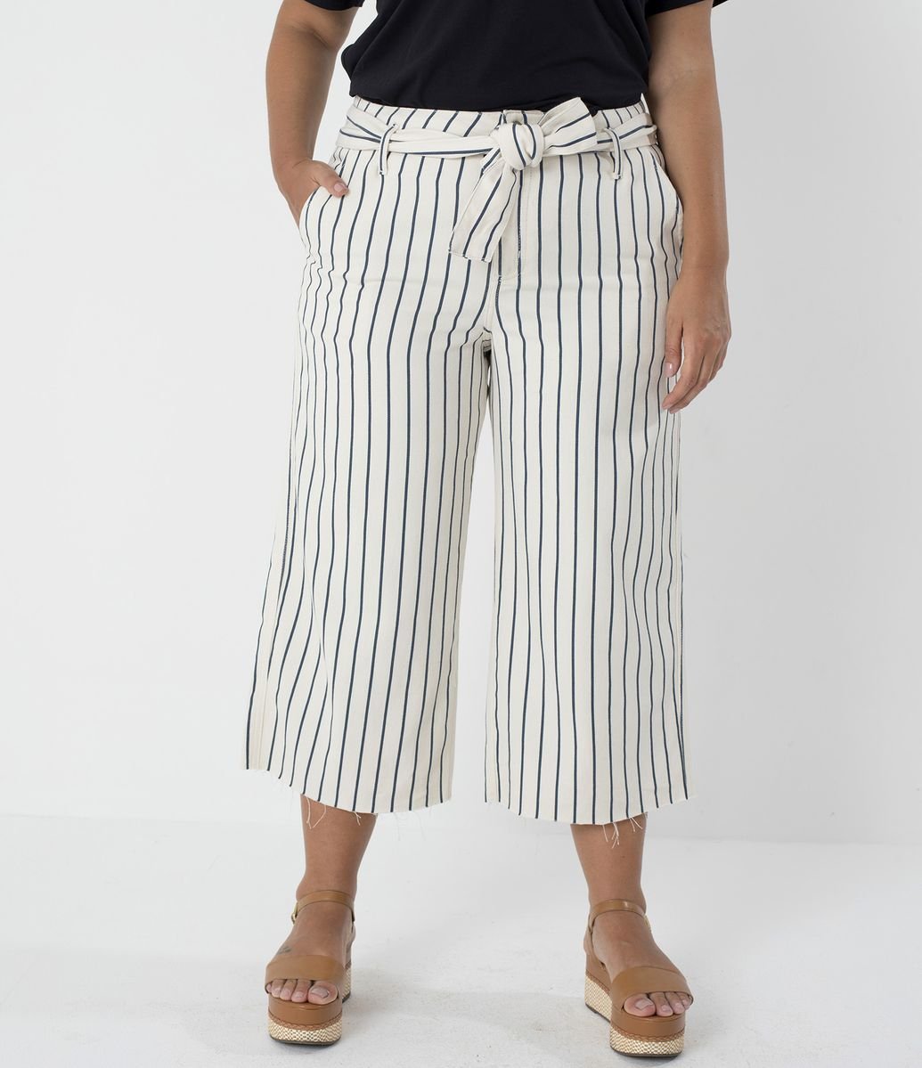 calça listrada plus size