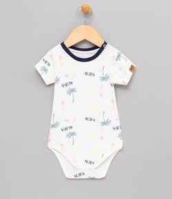 Body Infantil com Estampa Coqueiro Aloha - Tam 0 a 18 meses
