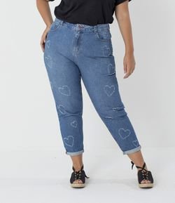 Calça Jeans Mom com Corações Curve & Plus Size