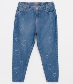 Calça Jeans Mom com Corações Curve & Plus Size