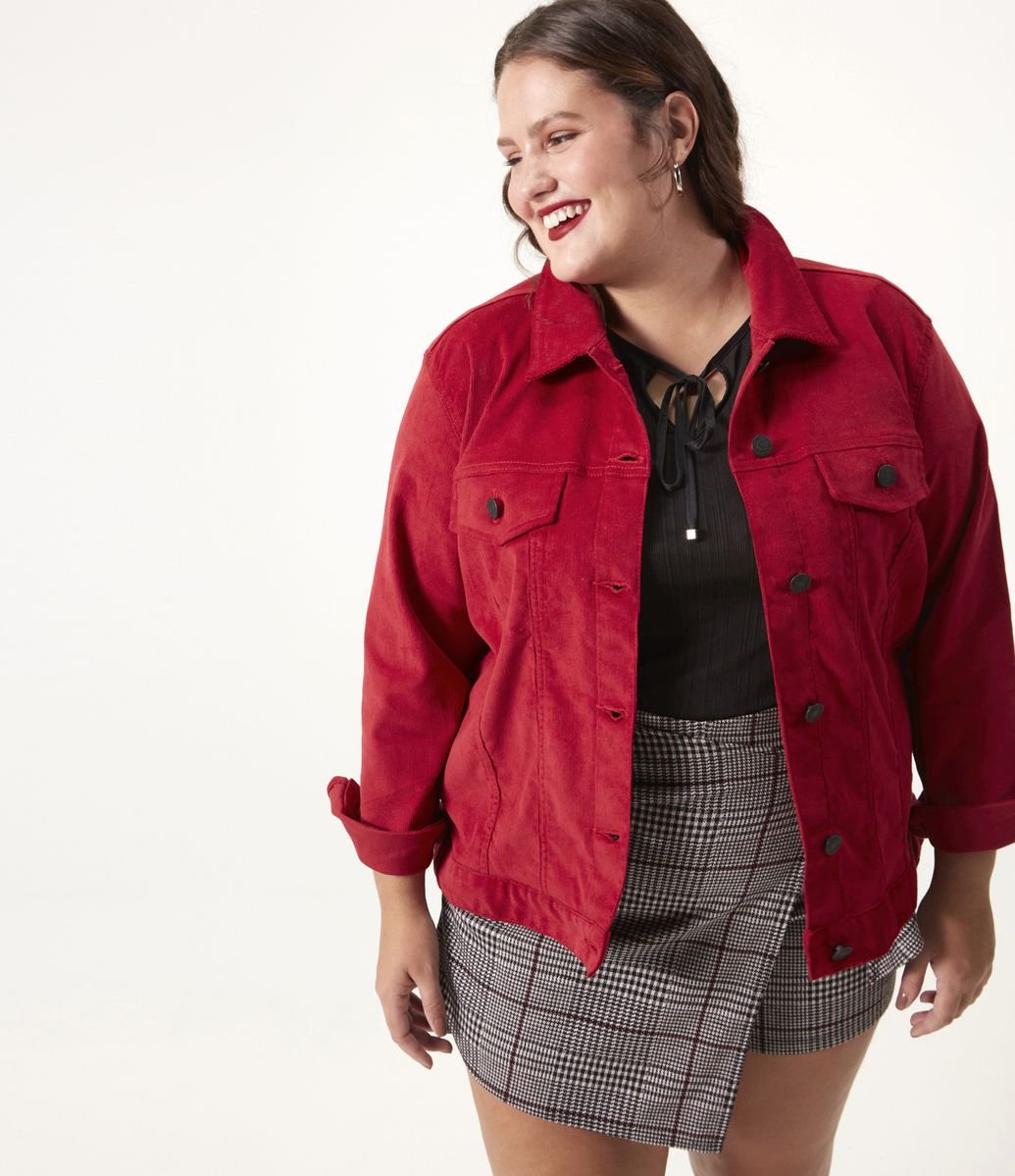 jaqueta vermelha plus size