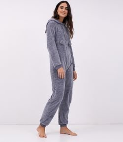 Macacão de Pijama em Fleece com Capuz