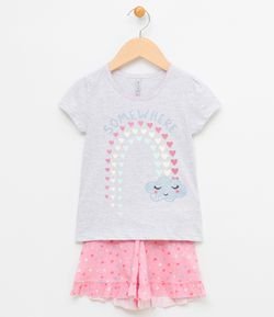 Pijama Infantil com Estampa Corações com Cheiro - Tam 1 a 6