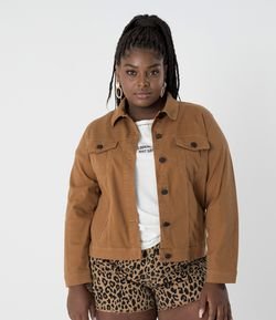 Jaqueta em Sarja com Bolsos Curve & Plus Size
