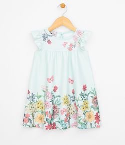 Vestido Infantil Estampado com Flores - Tam 1 a 4