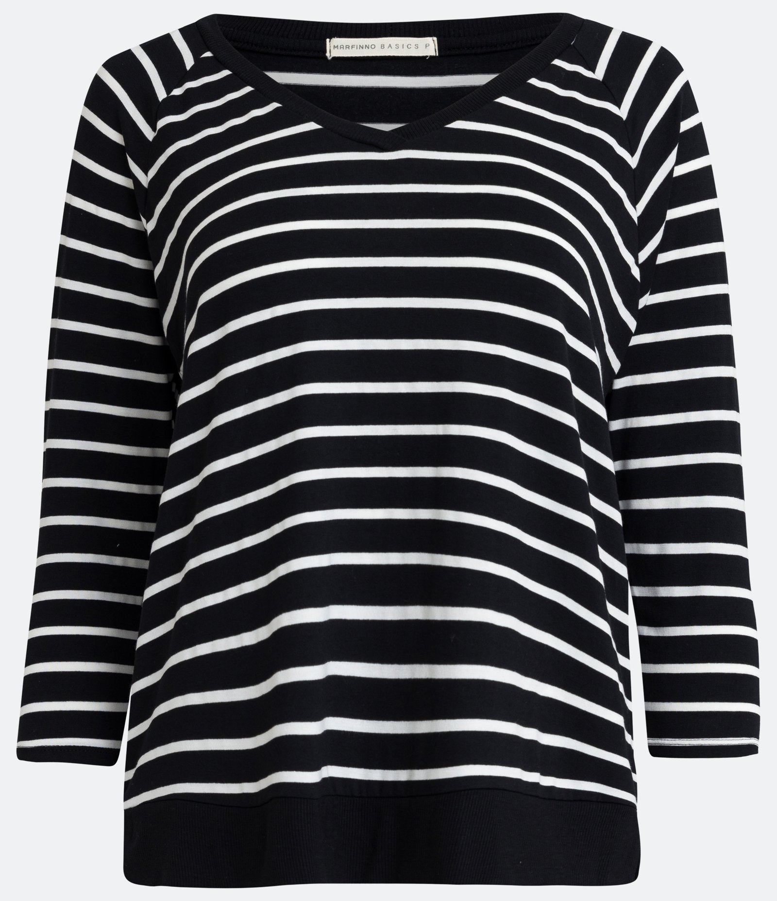 Blusa em Viscose com Estampa Listrada Preto 7