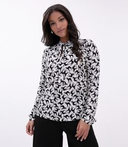 Blusa em Jersey Estampada com Amarração 