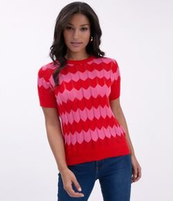 Blusa em Tricô com Estampa Zig Zag