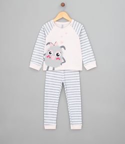 Pijama Infantil Listrado com Estampa - Tam 1 a 4