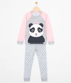 Pijama Infantil com Estampa Panda - Tam 6 a 14