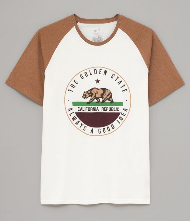 Camiseta Manga Curta Estampa Urso California  Branco Neve 1