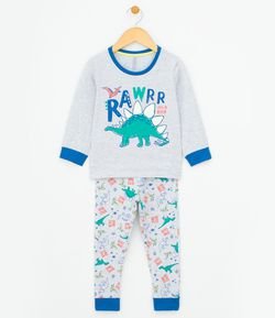 Pijama Infantil com Estampa Dinossauro Brilha no Escuro - Tam 1 a 4
