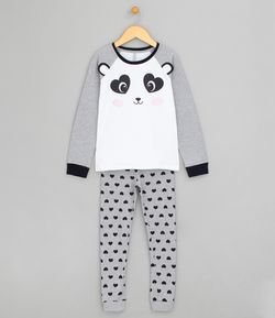 Pijama Infantil com Estampa Panda - Tam 4 a 14