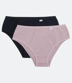 Kit 02 Calcinhas Altas em Algodão com Lateral Larga DelRio