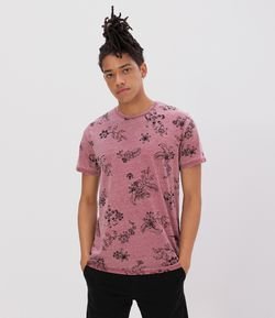 Camiseta Estampada Floral Coral 