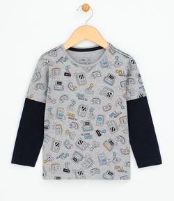 Camiseta Infantil com Estampa Controles - Tam 1 a 4