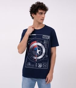 Camiseta Manga Curta Estampa Capitão América Marvel 