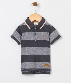 Camiseta Infantil Gola Polo com Bordado - Tam 0 a 18 meses