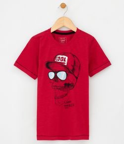 Camiseta Infantil com Estampa Caveira Cool - Tam 5 a 14