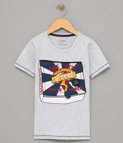 Camiseta Infantil com Estampa Interativa Pizza - Tam 5 a 14