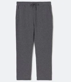 Calça Reta Básica em Moletom com Amarração e Bolsos