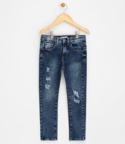 Calça Infantil com Puídos em Jeans - Tam 5 a 14