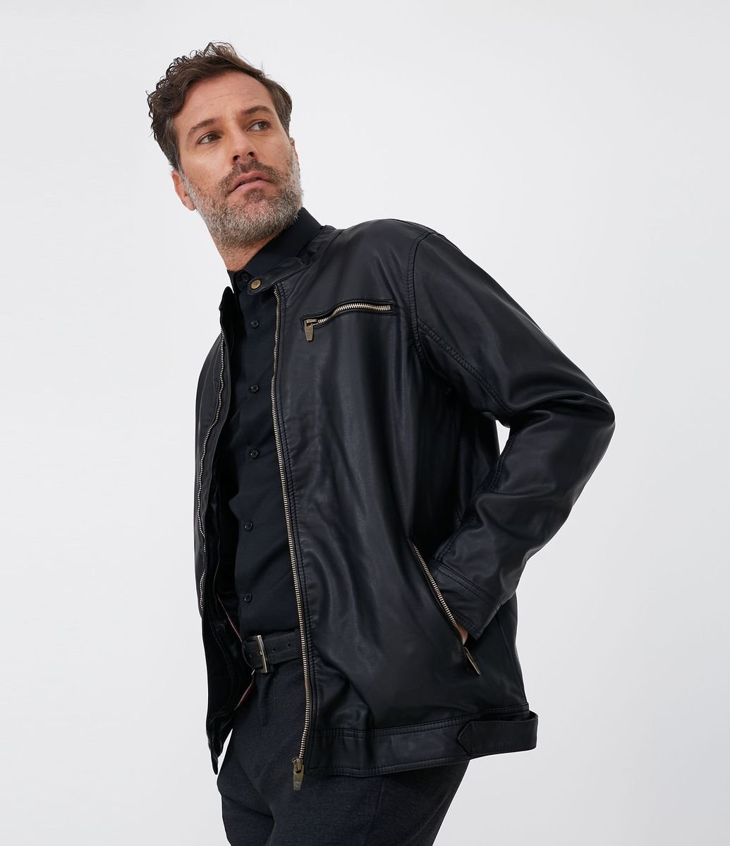 jaqueta masculina couro sintético