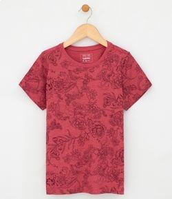 Camiseta Infantil com Estampa Floral - Tam 5 a 14