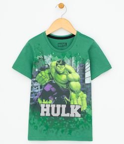 Camiseta Infantil com Estampa Hulk Marvel - Tam 4 a 14