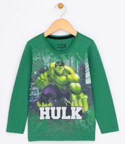 Camiseta Infatil com Estampa Hulk - Tam 4 a 14