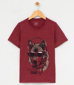 Camiseta Infantil Estampa Lobo de Fone - Tam 1 a 4