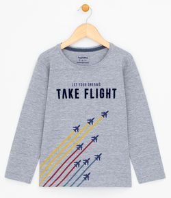Camiseta Infantil com Estampa Aviões - Tam 5 a 14