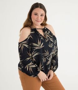 Blusa Estampada com Amarração Curve & Plus Size