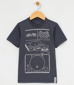 Camiseta Infantil com Estampa Gamer Playstation - Tam 5 a 14