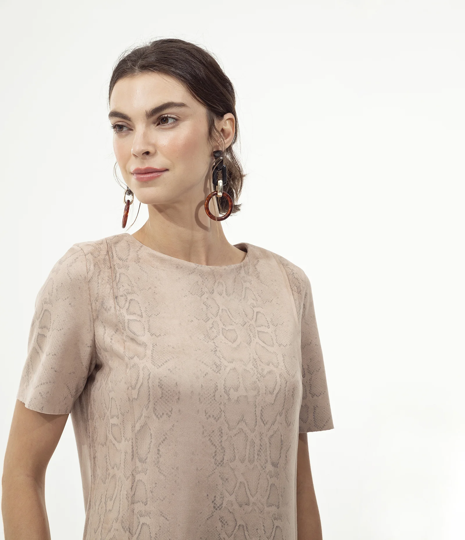 Vestido com Manga Curta Animal Print  Rosa 2