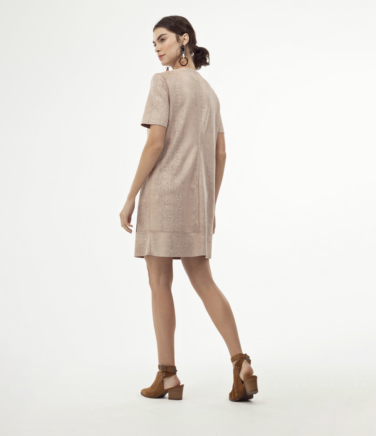 Vestido com Manga Curta Animal Print  Rosa 3