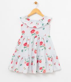 Vestido Infantil Listrado com Estampa Floral - Tam 1 a 4 anos