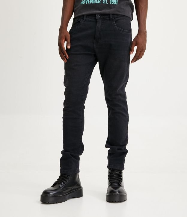 Calça Skinny Básica Jeans com Bolsos Preto 2