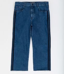 Calça Jeans Reta com Veludo na Lateral Curve & Plus Size