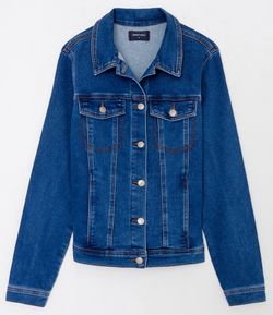 Jaqueta em Jeans com Recortes Frontais
