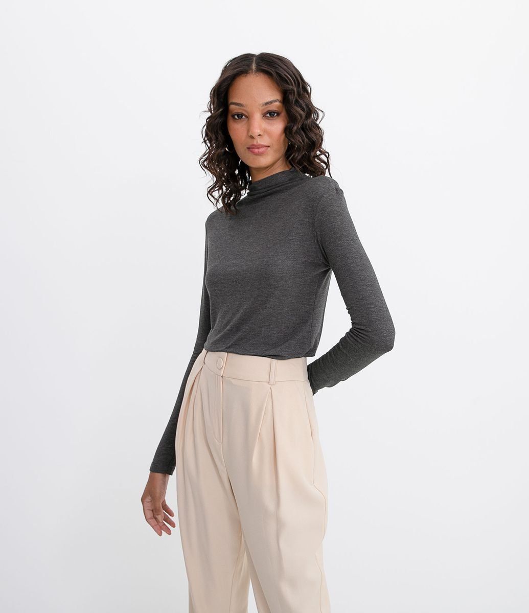 blusa lisa gola alta canelada renner