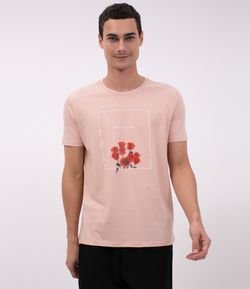 Camiseta Slim com Estampa Rosas