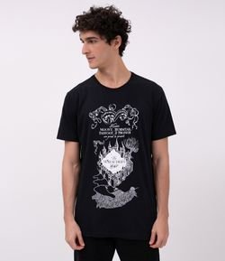 Camiseta Manga Curta Estampa Harry Potter - Brilha no Escuro 