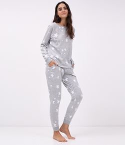 Pijama Manga Longa com Estampa Estrelas 